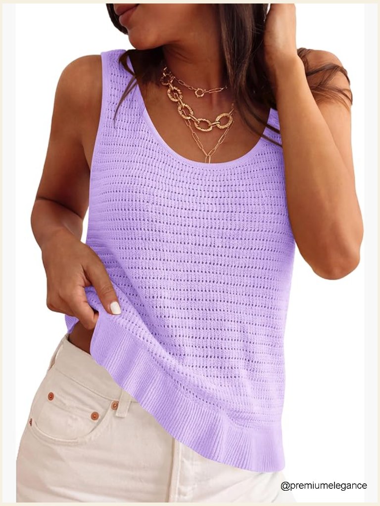 Crochet Sleeveless Sweater Vest Tank Top Boho Knit Summer Top